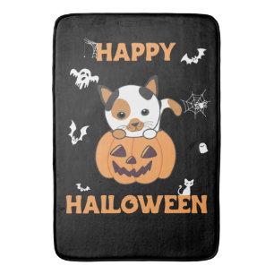 Tapis De Bain Chat En Citrouille Chats Doux Joyeux Halloween Mat