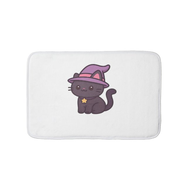 Tapis De Bain Chat en sorcière Kawaii en T-shirt classique Casqu (Devant)