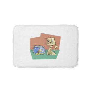 Tapis De Bain Chat et cuvette de poisson