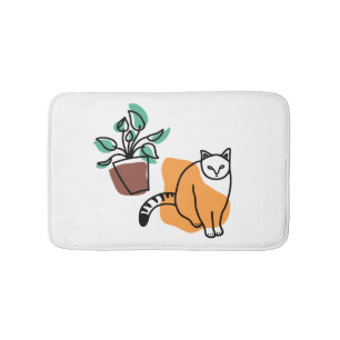 Tapis De Bain Chat et le plante