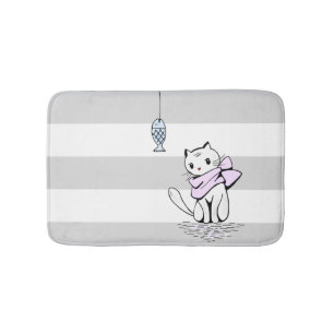 Tapis De Bain Chat et poisson blanc testé