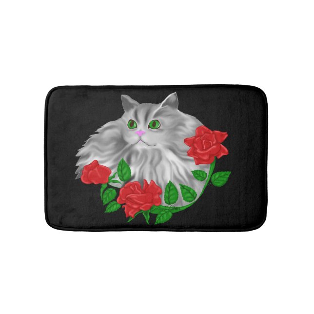 Tapis De Bain Chat et Rose (Devant)