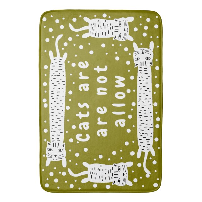 Tapis De Bain Chat Étirement Olive (devant Vertical)