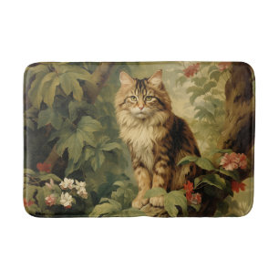 Tapis De Bain Chat forestier en feuillage luxuriant