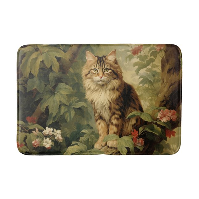 Tapis De Bain Chat forestier en feuillage luxuriant (Devant)
