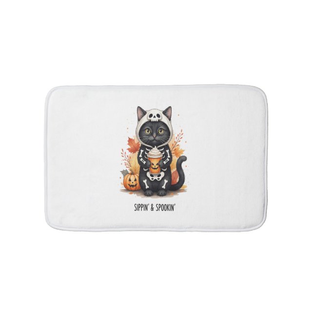 Tapis De Bain Chat Halloween Mignon Effrayant (Devant)