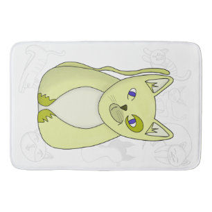 Tapis De Bain Chat Jaune avec Couvercle Duvet souriant