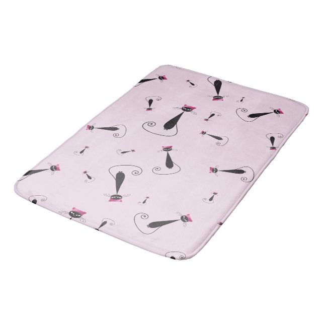 Tapis De Bain Chat Kitty Casquette rose (Angle)
