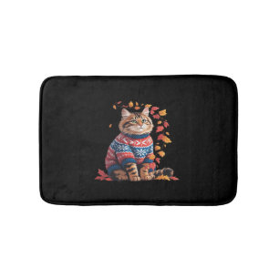 Tapis De Bain Chat Leaf Automne Bonjour Automne Funny Chat Kitte