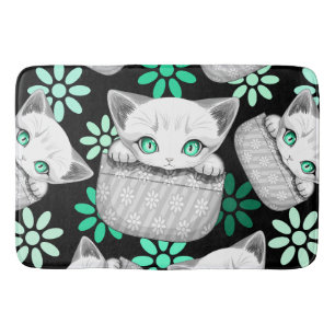 Tapis De Bain Chat mignon et joueur sortant d'une poche