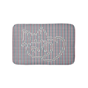 Tapis De Bain Chat mignon et motif carreaux
