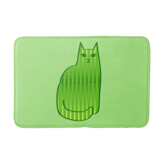 Tapis De Bain Chat moderne du milieu du siècle, chaux et vert ém (Devant)