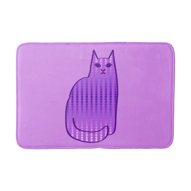 Tapis De Bain Chat moderne du milieu du siècle, orchidée et viol (Devant)