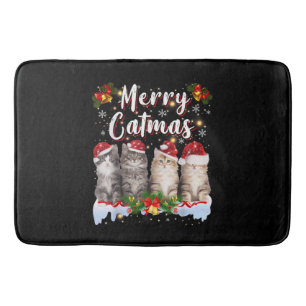 Tapis De Bain Chat Noël Santa Hat Funny Joyeux Noël
