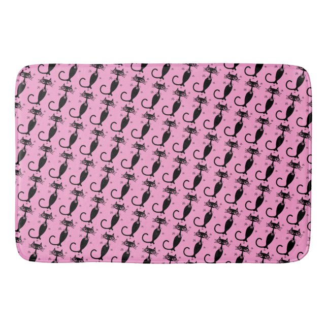 Tapis De Bain Chat noir à long cou atomique MCM Pink Bath Mat (Devant)