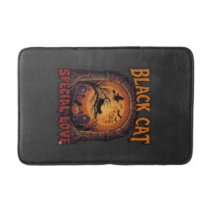 Tapis De Bain Chat Noir Amour Spécial Halloween Lune Sorcière Ci