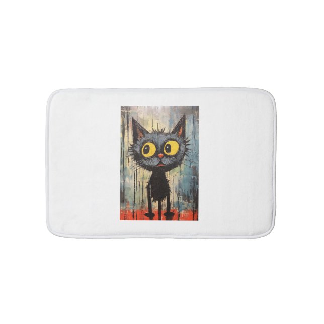 Tapis De Bain Chat noir aux yeux jaunes (Devant)
