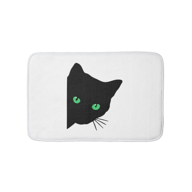 Tapis De Bain chat noir aux yeux verts (Devant)