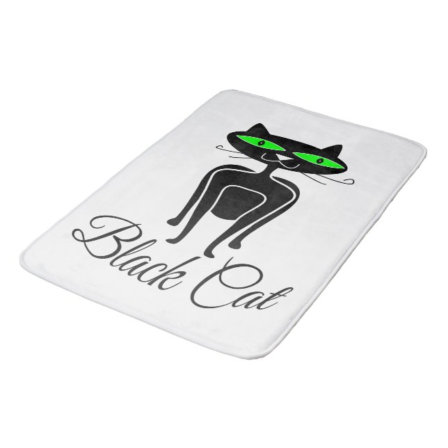 Tapis De Bain Chat noir aux yeux verts (Angle)