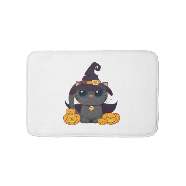 Tapis De Bain Chat Noir Avec Chemise Halloween Jack-o'-lantern (Devant)