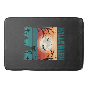 Tapis De Bain Chat Noir de Lune de Cimetière Rétro Vecteur De