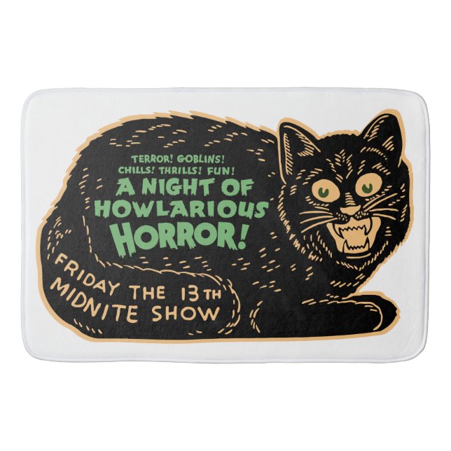 Tapis De Bain Chat noir d'Halloween Vintage (Devant)