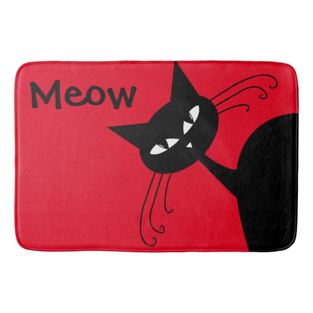 Tapis De Bain Chat noir drôle original félin (Devant)