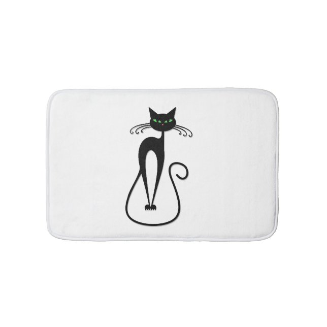 Tapis De Bain Chat noir fantaisiste perçant des yeux verts (Devant)