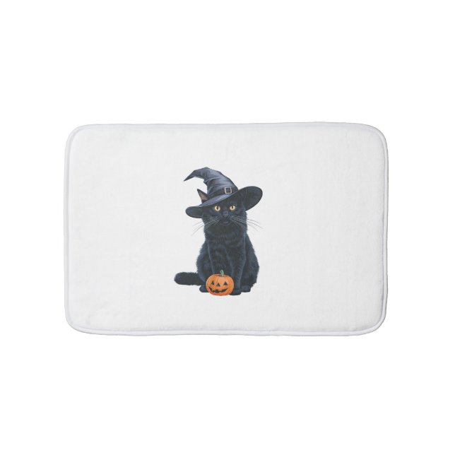 Tapis De Bain Chat Noir Halloween Costume Citrouille Pour Femmes (Devant)