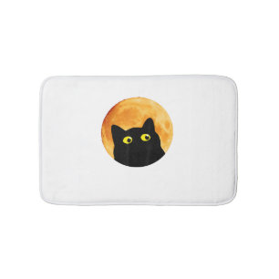 Tapis De Bain Chat noir Halloween Design Drôle Chat Halloween
