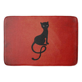 Tapis De Bain Chat noir mauvais aimable rouge