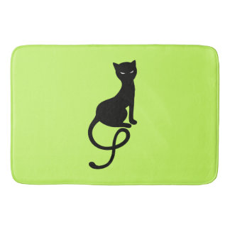 Tapis De Bain Chat noir mauvais aimable vert