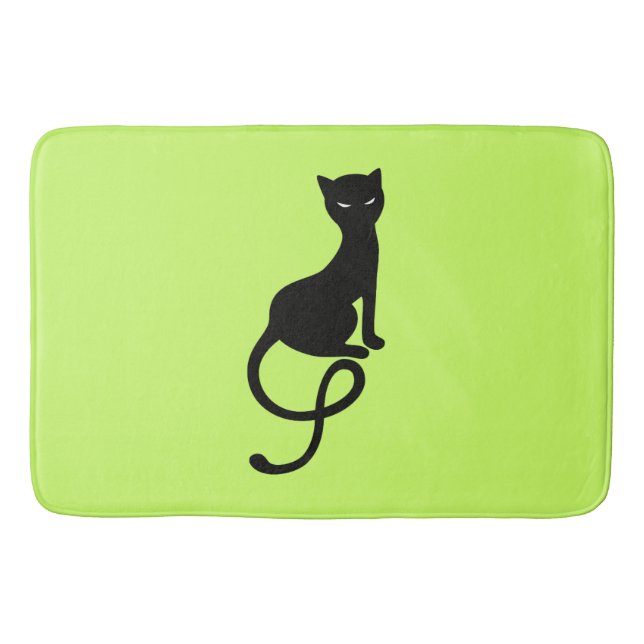 Tapis De Bain Chat noir mauvais aimable vert (Devant)