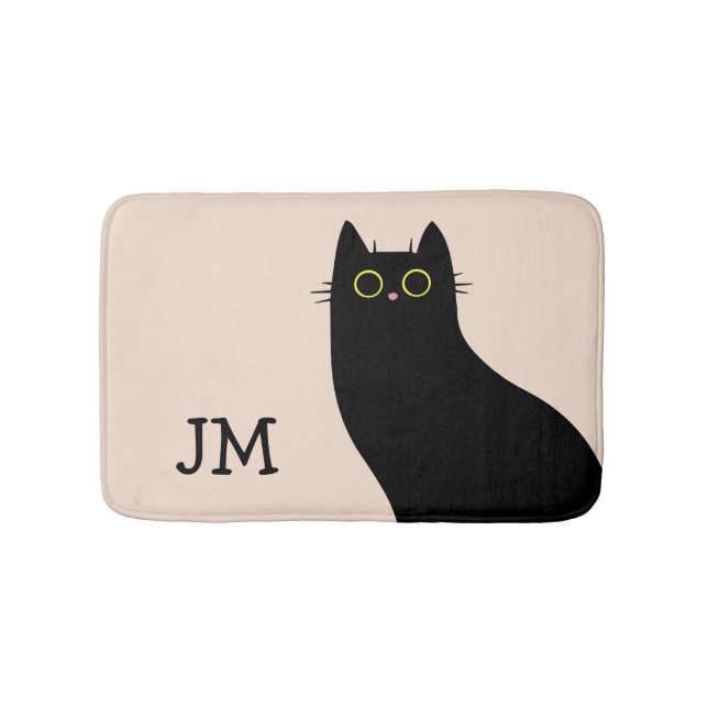 Tapis De Bain Chat noir mignon dans le style Mid Century (Devant)