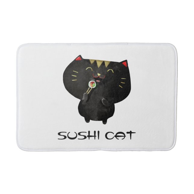 Tapis De Bain Chat noir mignon de sushi (Devant)