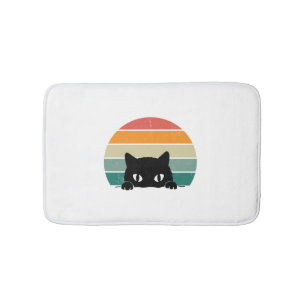 Tapis De Bain Chat noir Peeking coucher de soleil Vintage