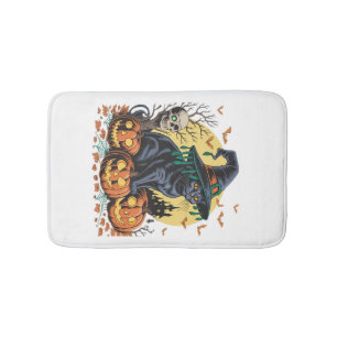 Tapis De Bain Chat Noir Sorcière Épouvantable Halloween Citrouil