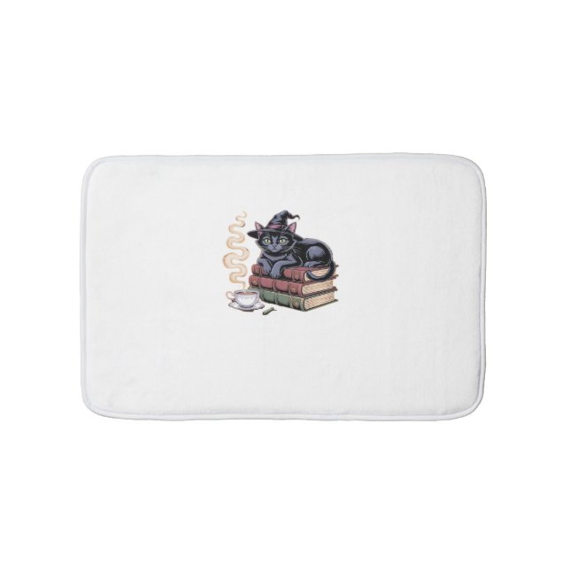 Tapis De Bain Chat noir sur les livres d'orthographe T-shirt cla (Devant)