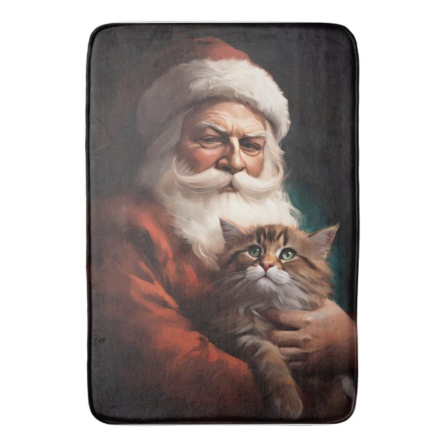 Tapis De Bain Chat Perse avec Noël Festif du Père Noël (devant Vertical)