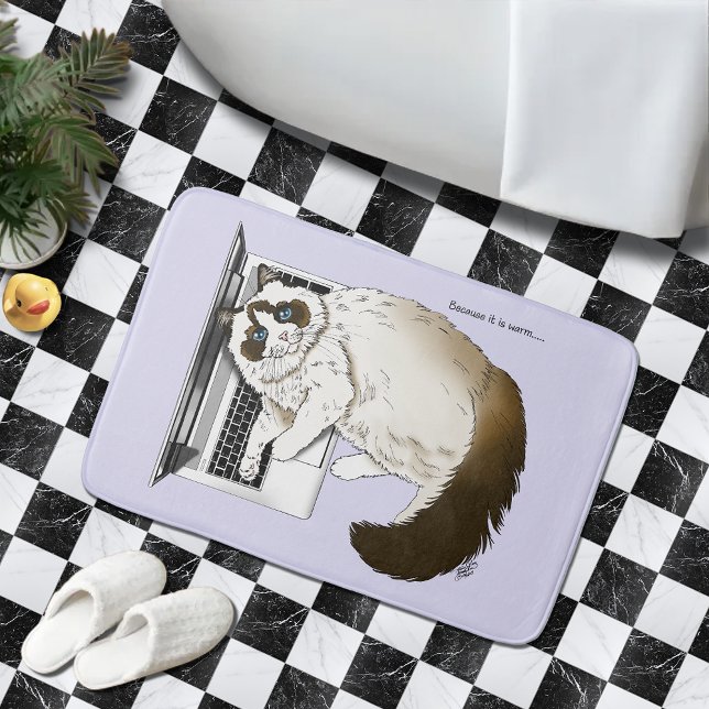 Tapis De Bain Chat Ragdoll Fluffy Ordinateur Portable Lavande Dr (Créateur téléchargé)
