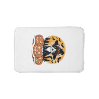 Tapis De Bain Chat Smoking Élégant Halloween Sorcière Citrouille