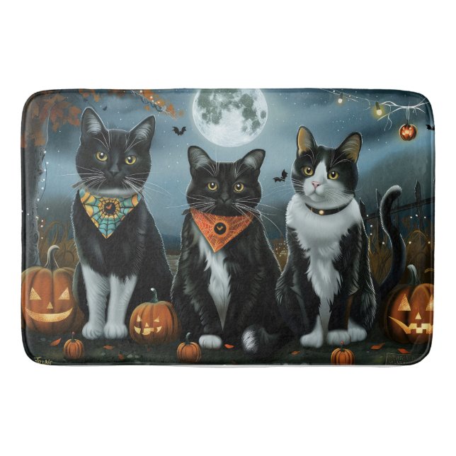 Tapis De Bain Chat Smoking Halloween Effrayant (Devant)