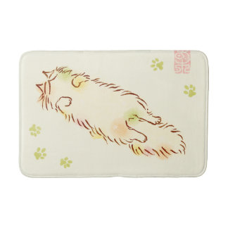 Tapis De Bain Chat somnolent pelucheux