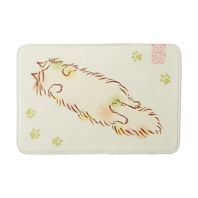 Tapis De Bain Chat somnolent pelucheux (Devant)