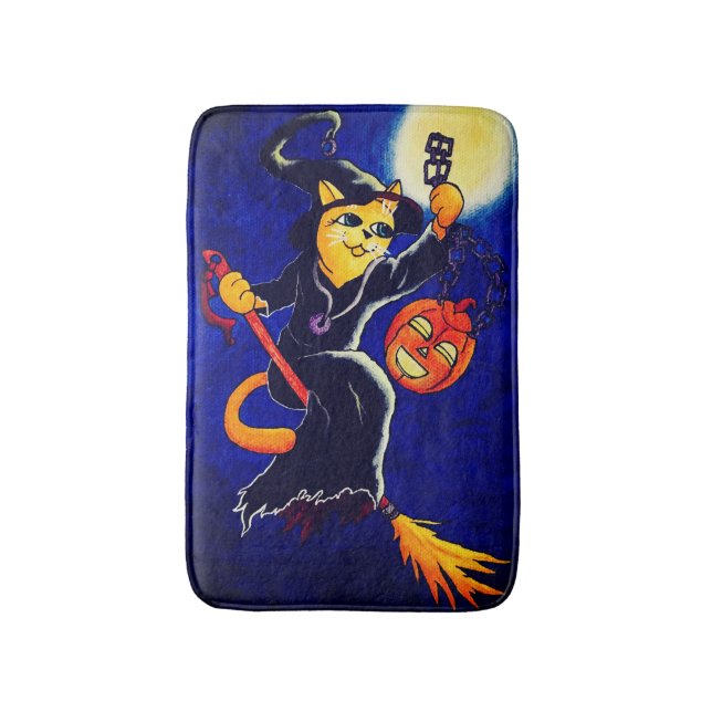 Tapis De Bain Chat sorcière de nuit (Devant (Vertical))