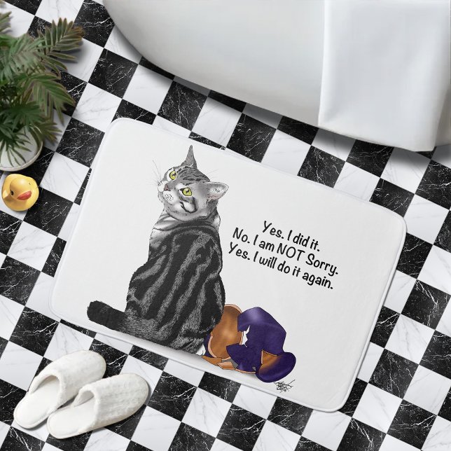 Tapis De Bain Chat Tabby Drôle Sans Remords Défie (Créateur téléchargé)
