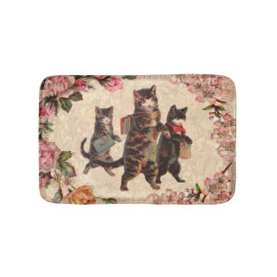 Tapis De Bain Chat Vintage jolie chatons antiques chatons