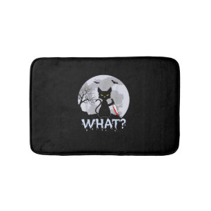 Tapis De Bain Chat What_ Chat noir meurtrier avec couteau Hallow