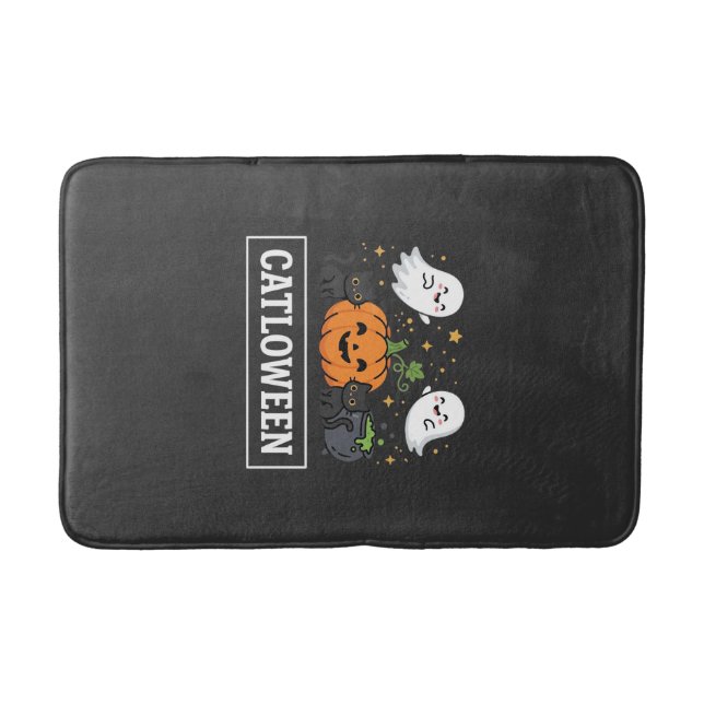 Tapis De Bain Chatloween Mignon Chat Fantôme Design Halloween_1 (Devant)