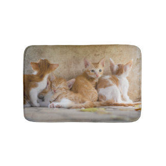 Tapis De Bain Chaton tigré orange et blanc/Ajoutez la photo de v